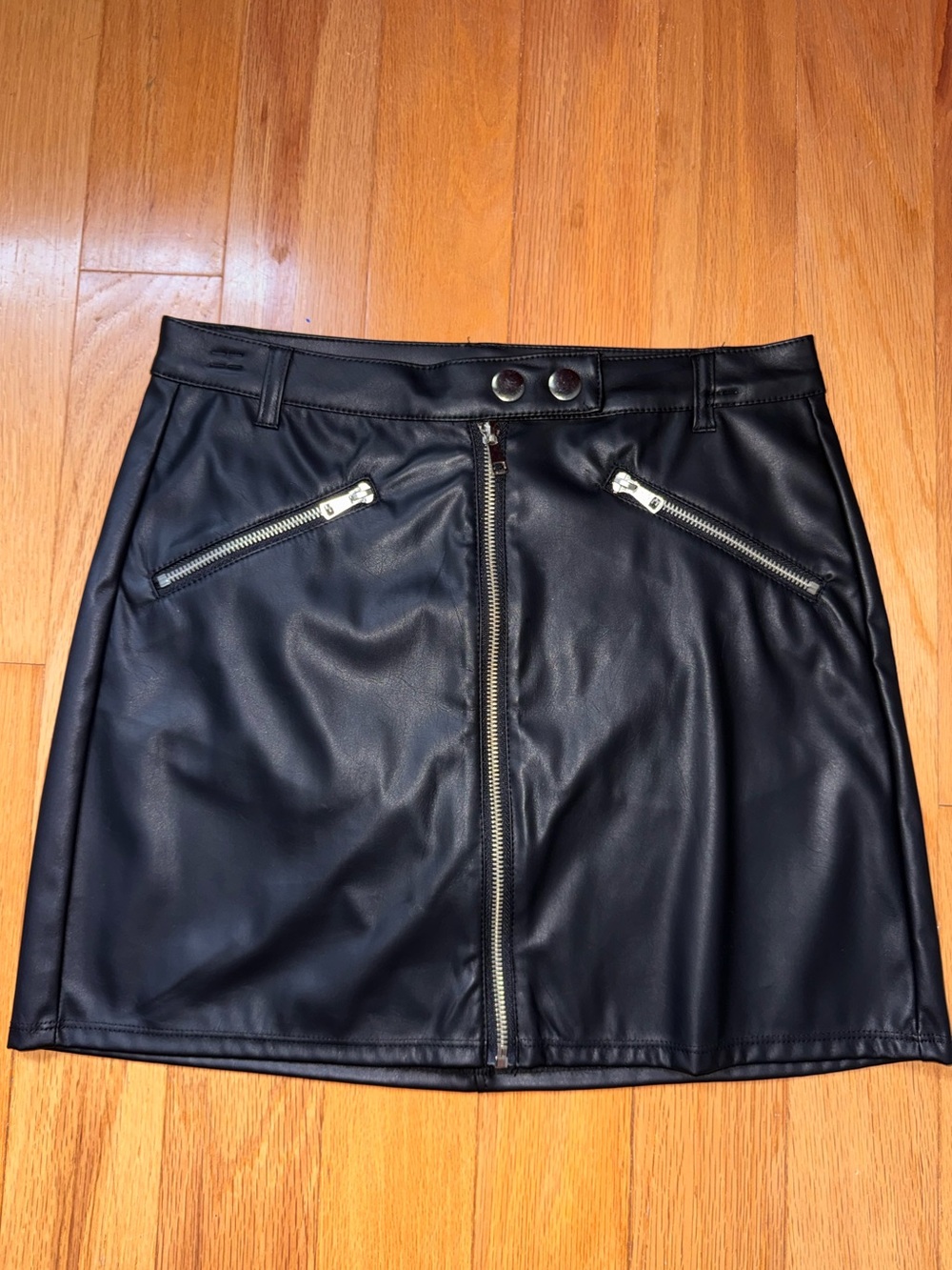wild fable Black Faux Leather Zip-Front Mini Skirt